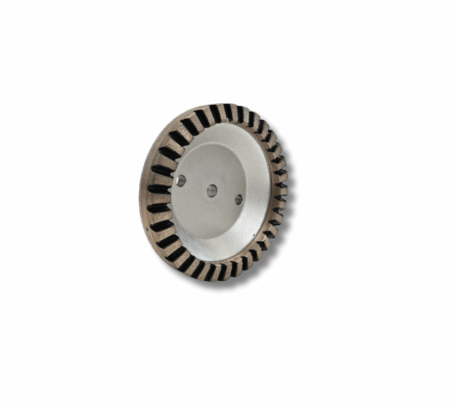 Disc cupă diamantat segmentat, dimensiuni exterior 150x15x7, interior 12 mm, 15°, 32 segmente, H=40 mm, granulație 100, SINGIP ( MCM 9-pos.1)